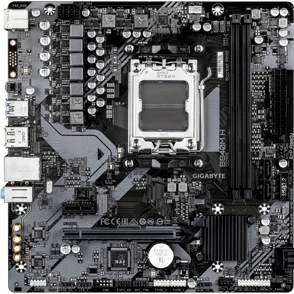 Материнская плата Gigabyte B840M H Micro-ATX, AMD AM5 - миниатюра 5