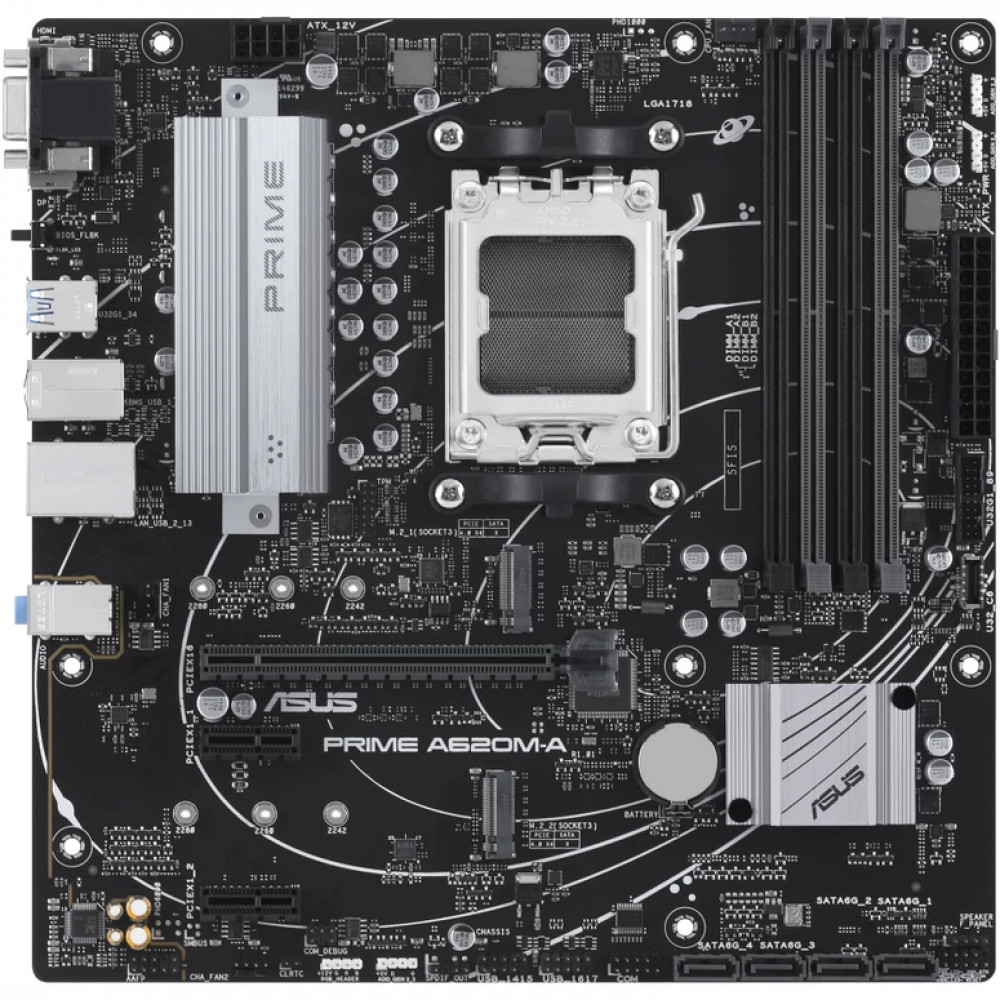 Материнская плата Asus PRIME A620M-A-CSM Micro-ATX, AMD AM5 - миниатюра 6
