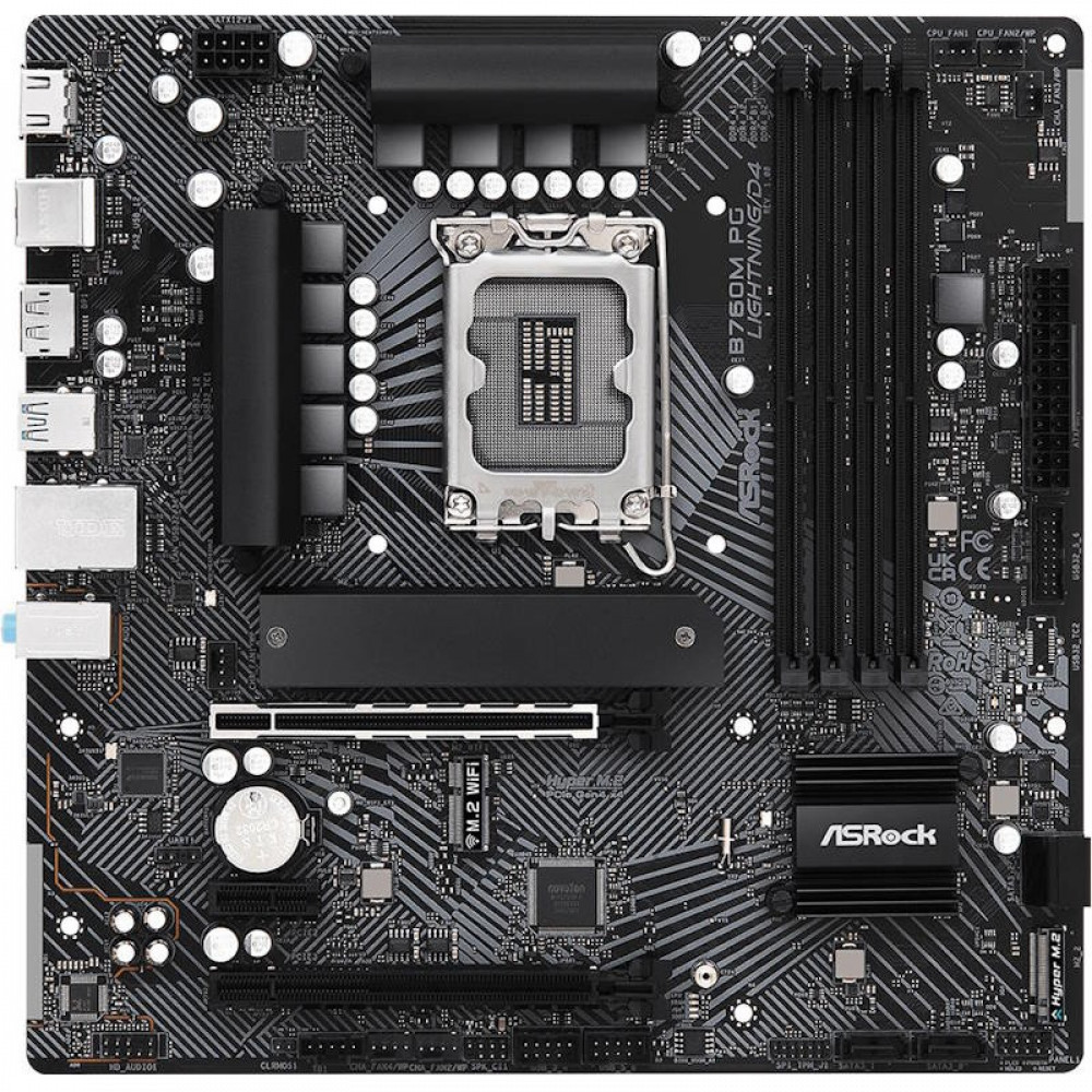 Материнская плата ASRock B760M PG LIGHTNING/D4 Micro-ATX, LGA 1700 - миниатюра 9