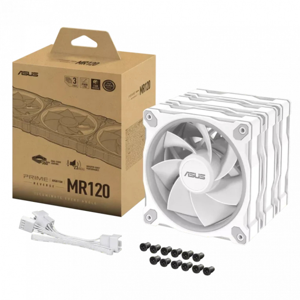Система охлаждения Asus PRIME MR120 FAN ARGB REVERSE WHITE 3IN1 Для системного блока - миниатюра 8
