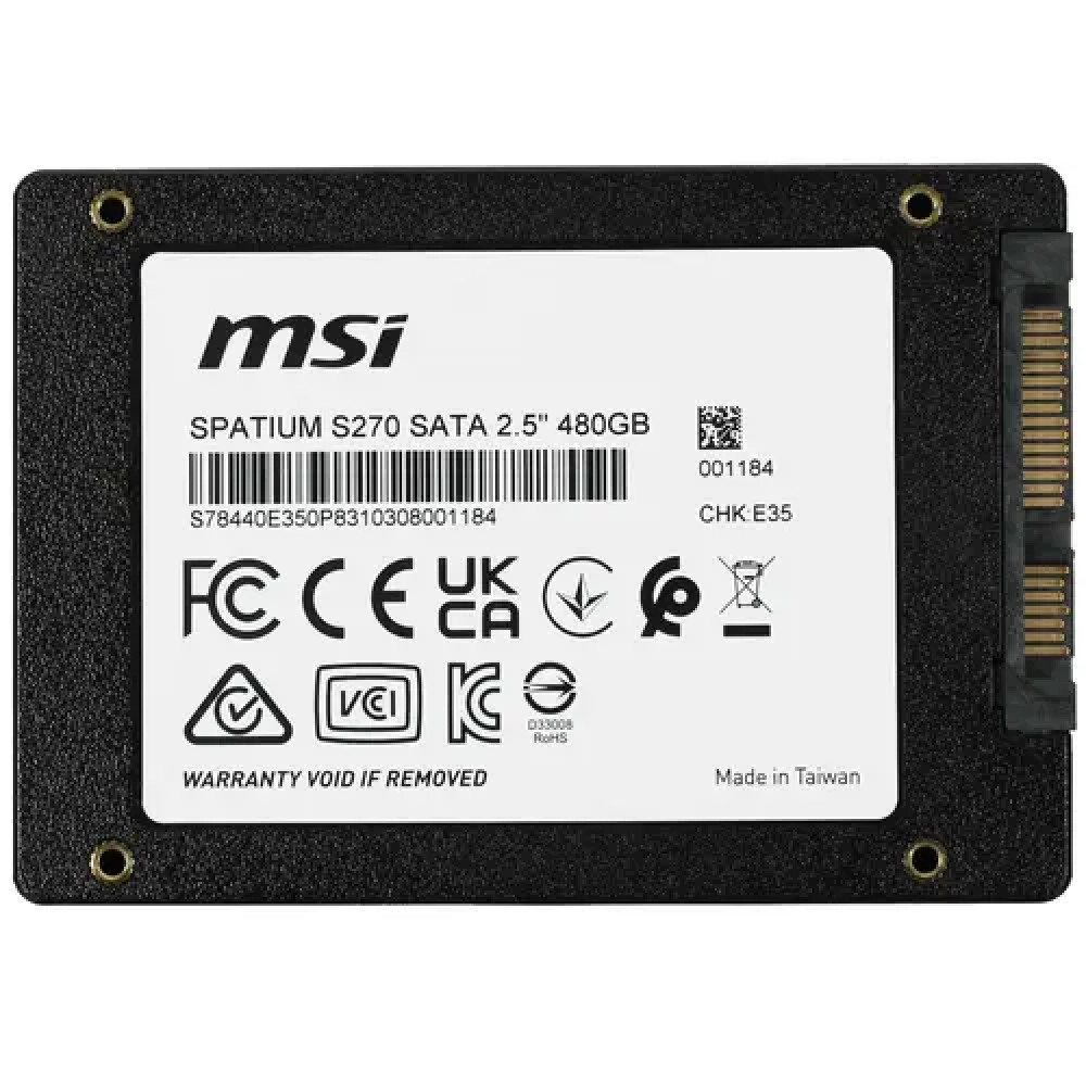 Жесткий диск MSI SPATIUM S270 S78-440E350-P83 SSD (твердотельные), 480 ГБ, 2.5 дюйма, SATA - миниатюра 5