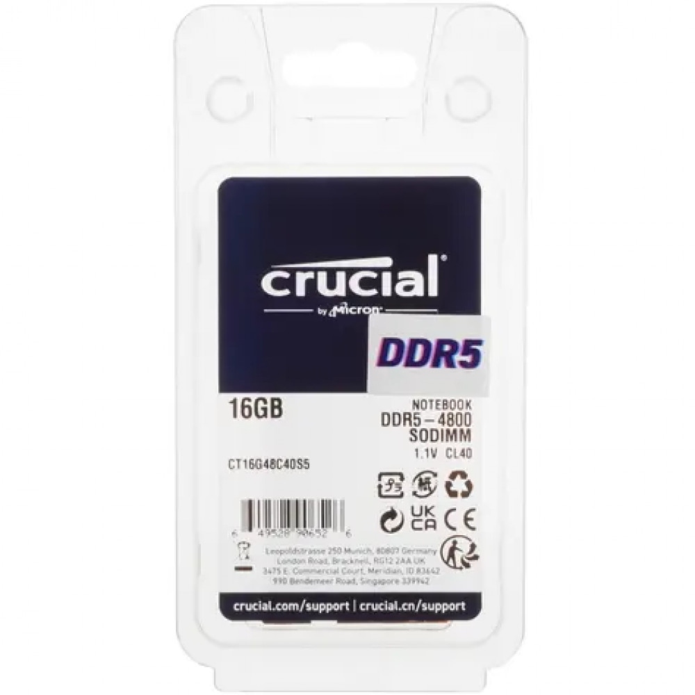 ОЗУ Crucial CT16G48C40S5 SO-DIMM, DDR5, 16 Гб, 4800 МГц - миниатюра 6