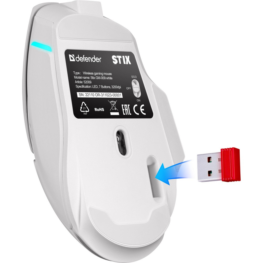 Мышь Defender Stix GM-009 White 52009 Игровые, Беспроводная - миниатюра 11