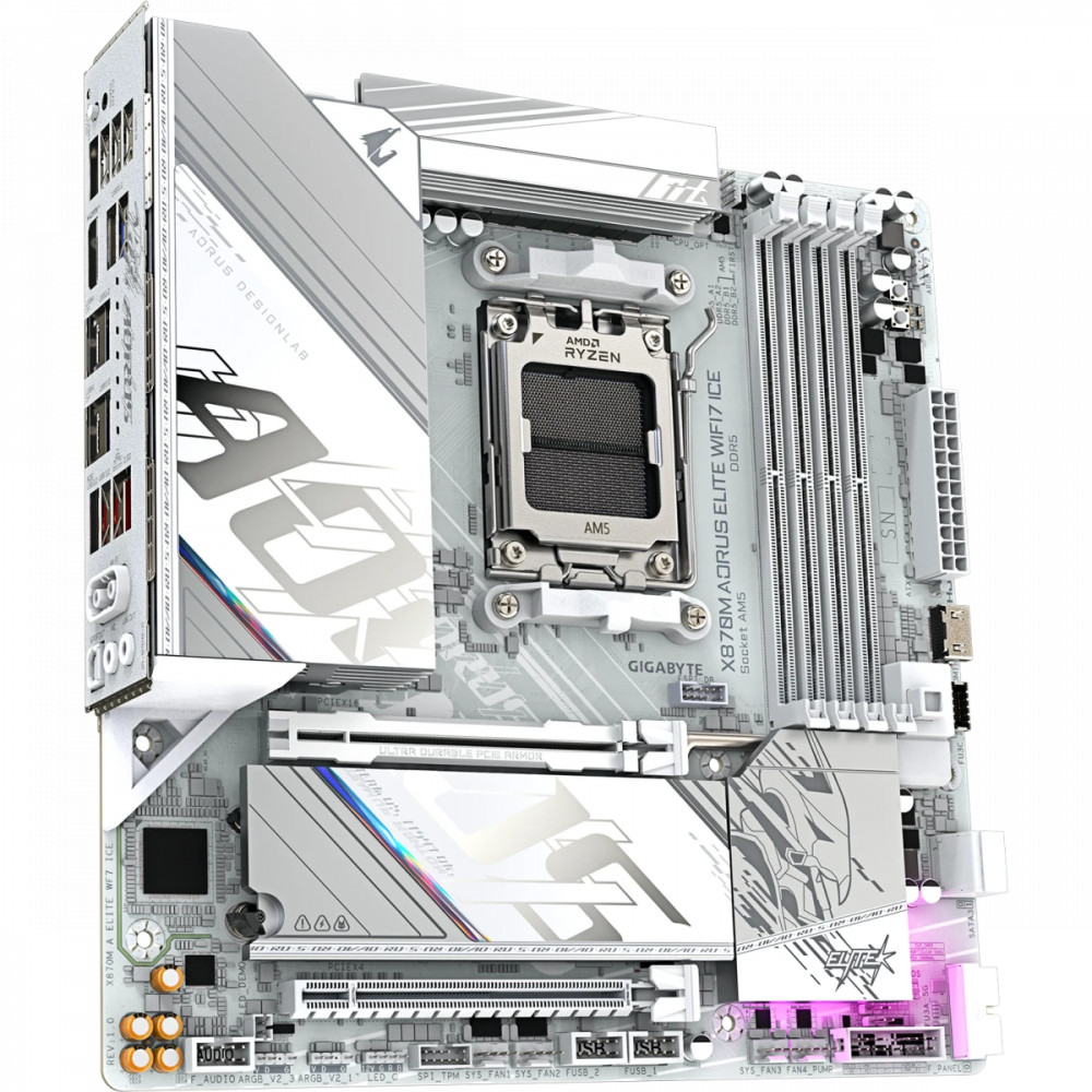 Материнская плата Gigabyte X870M A ELITE WF7 ICE Micro-ATX, AMD AM5 - миниатюра 6