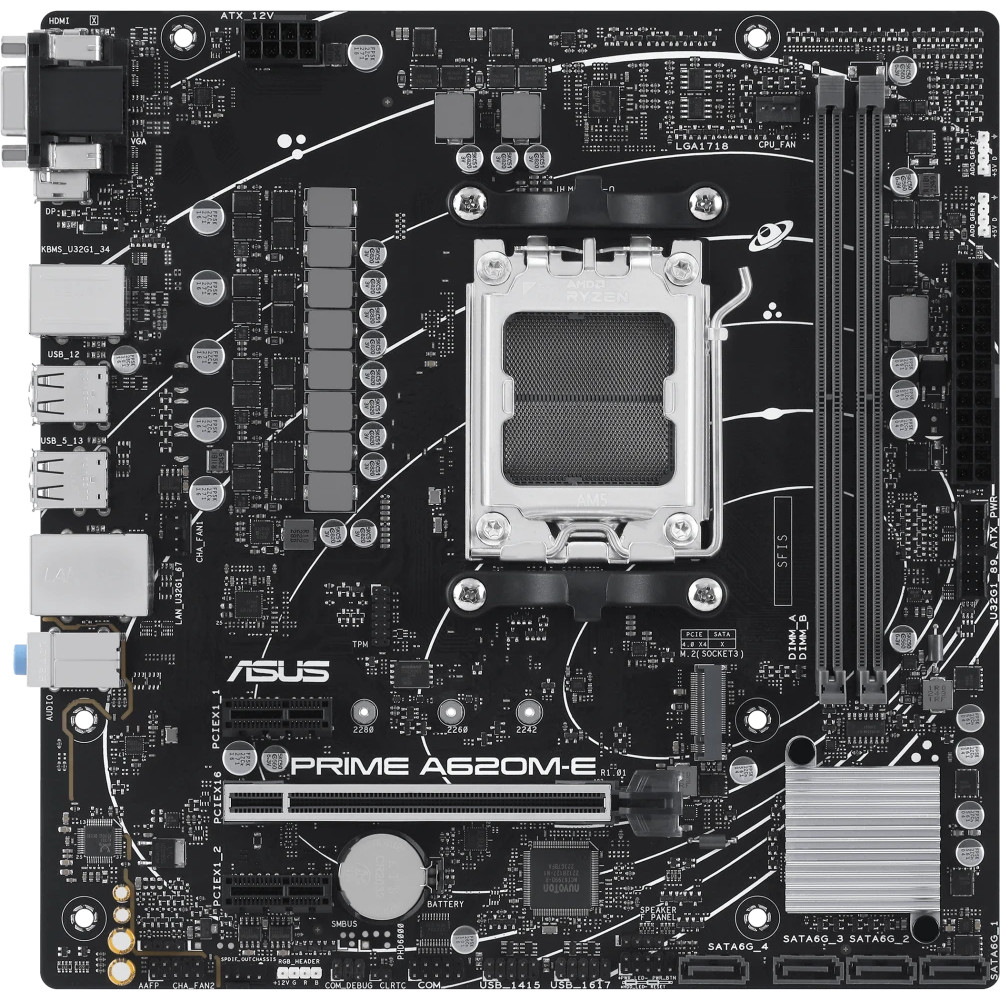 Материнская плата Asus PRIME A620M-E-CSM Micro-ATX, AMD AM5 - миниатюра 6