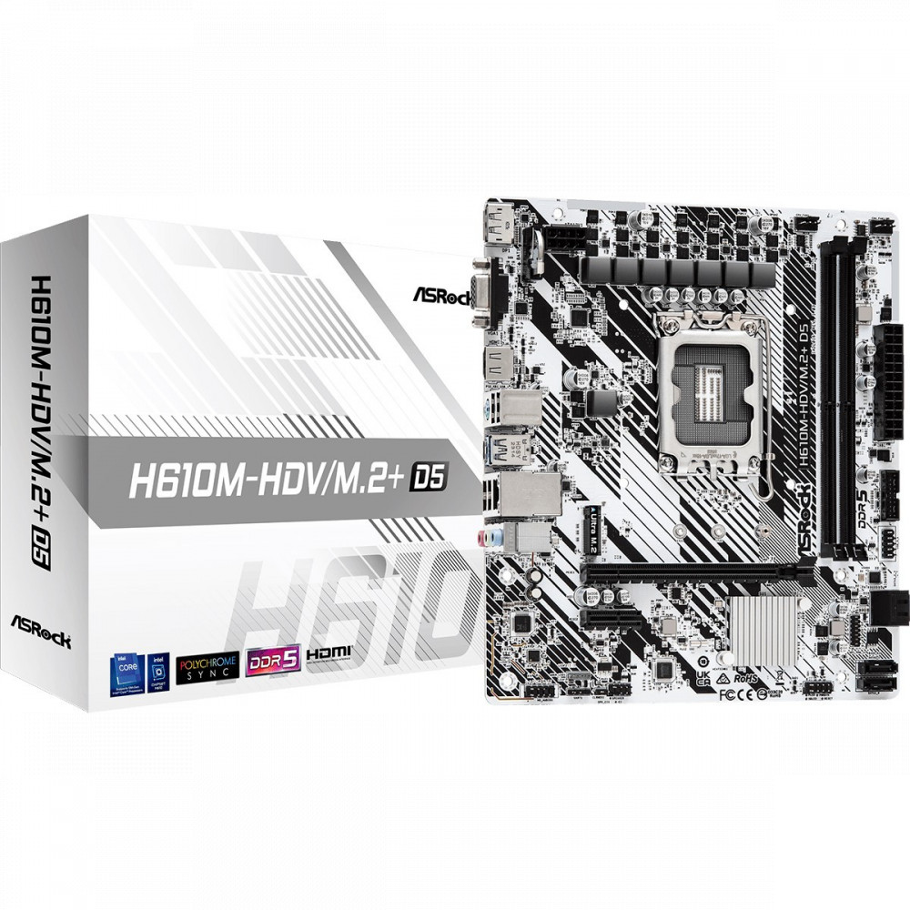 Материнская плата ASRock H610M-HDV/M.2+ D5 Micro-ATX, LGA 1700 - миниатюра 10