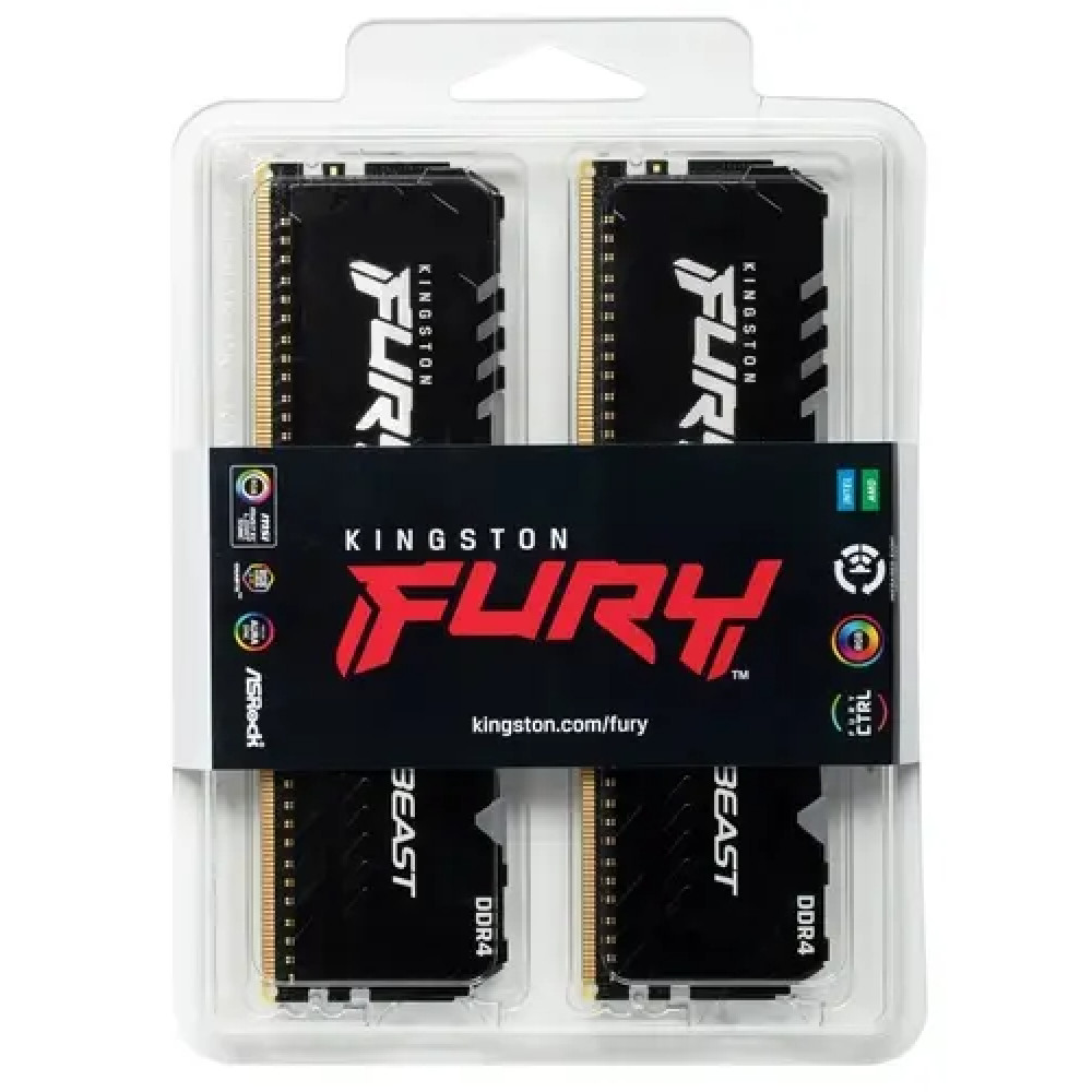 ОЗУ Kingston FURY Beast RGB KF432C16BB12AK2/32 DIMM, DDR4, 32 Гб (2 х 16 Гб), 3200 МГц - миниатюра 8