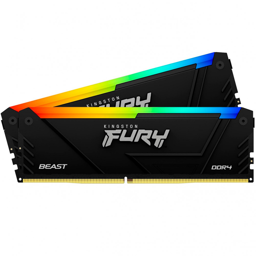ОЗУ Kingston Fury Beast RGB KF436C18BB2AK2/32 DIMM, DDR4, 32 Гб (2 х 16 Гб), 3600 МГц - миниатюра 7