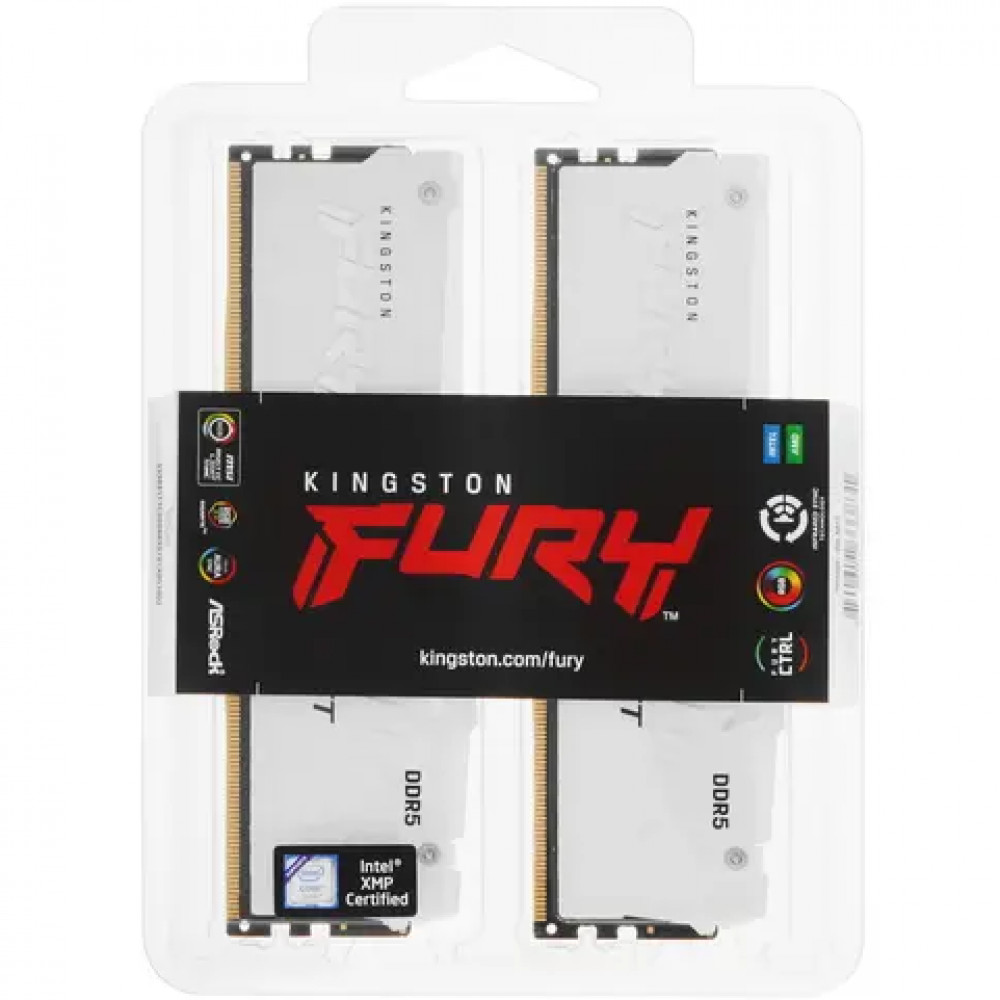 ОЗУ Kingston Fury Beast RGB White KF552C40BWAK2-64 DIMM, DDR5, 64 Гб (2 х 32 Гб), 5200 МГц - миниатюра 6