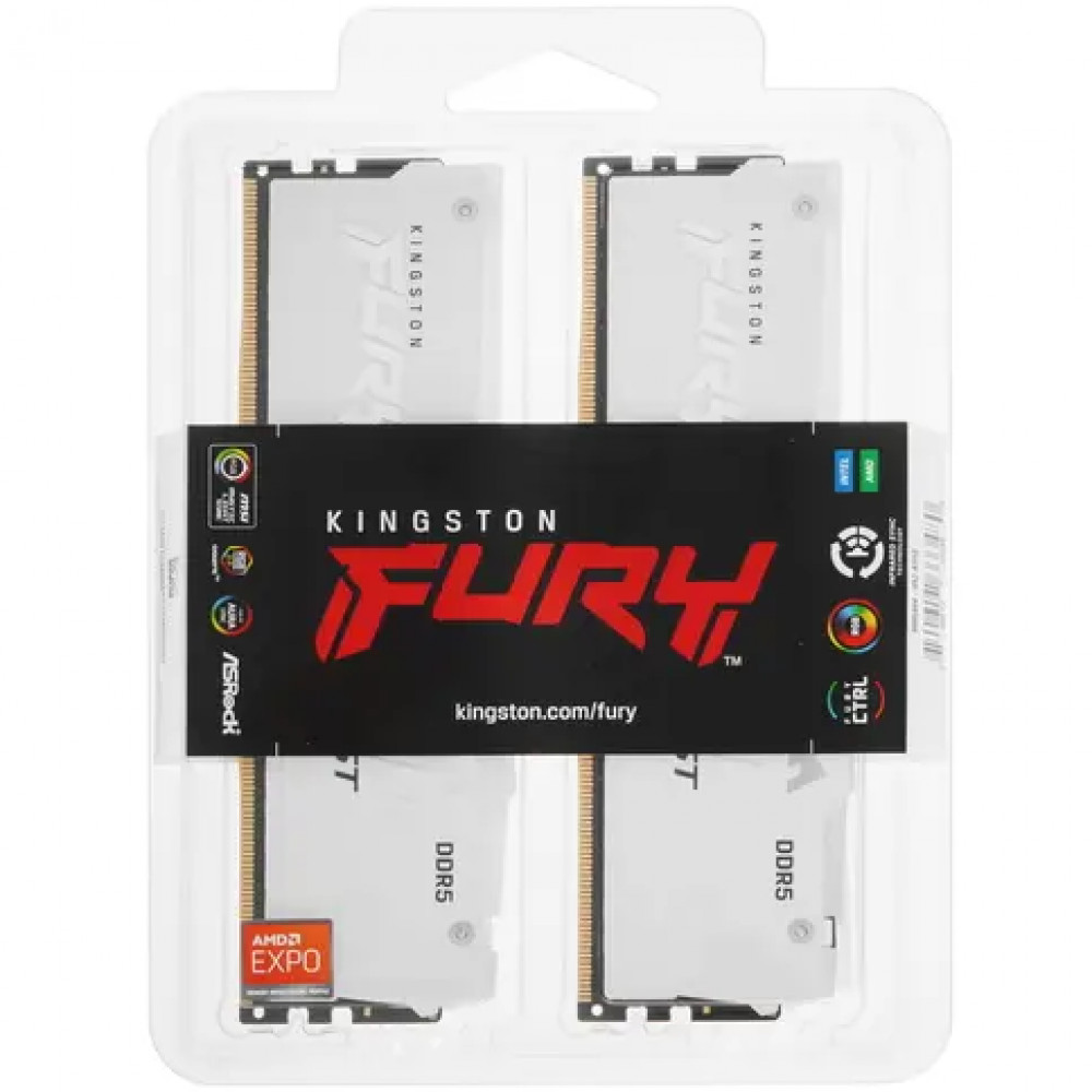 ОЗУ Kingston Fury Beast White KF560C36BWEAK2-64 DIMM, DDR5, 64 Гб (2 х 32 Гб), 6000 МГц - миниатюра 8