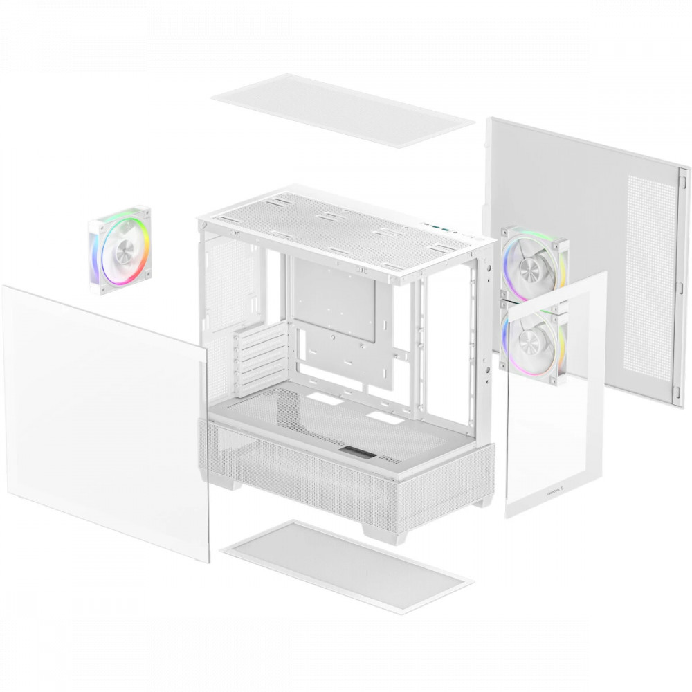 Корпус Deepcool CG380 3F White R-CG380-WHAGM3-G Mini-Tower - миниатюра 10