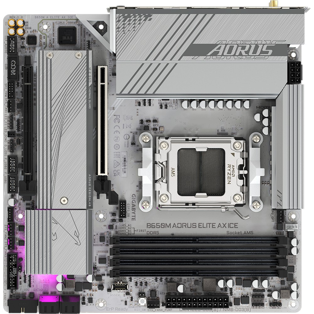 Материнская плата Gigabyte B650M Aorus Elite AX ICE B650M AORUS ELITE AX ICE R1.0 Micro-ATX, AMD AM5 - миниатюра 10
