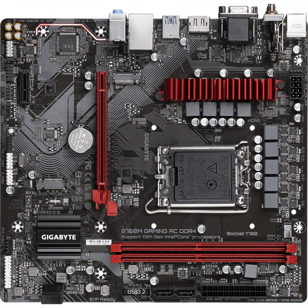 Материнская плата Gigabyte B760M Gaming AC DDR4 B760M GAMING AC DDR4 (REV1.1) Micro-ATX, LGA 1700 - миниатюра 7