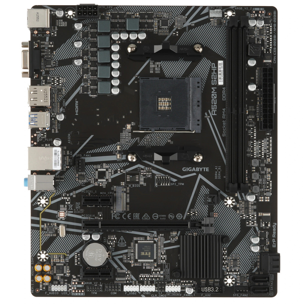 Материнская плата Gigabyte A520M S2HP Micro-ATX, AMD AM4 - миниатюра 4