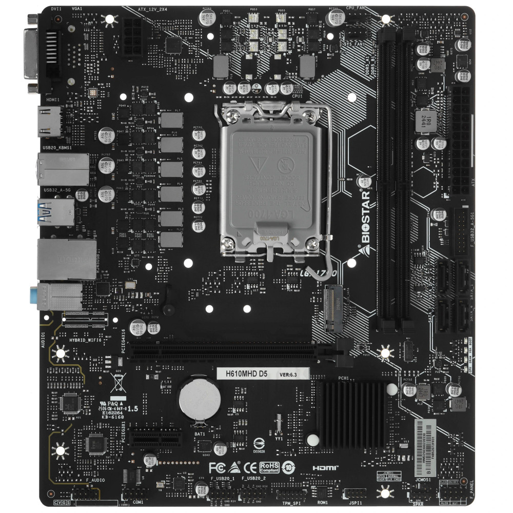 Материнская плата BIOSTAR H610MHD D5 Micro-ATX, LGA 1700 - миниатюра 4