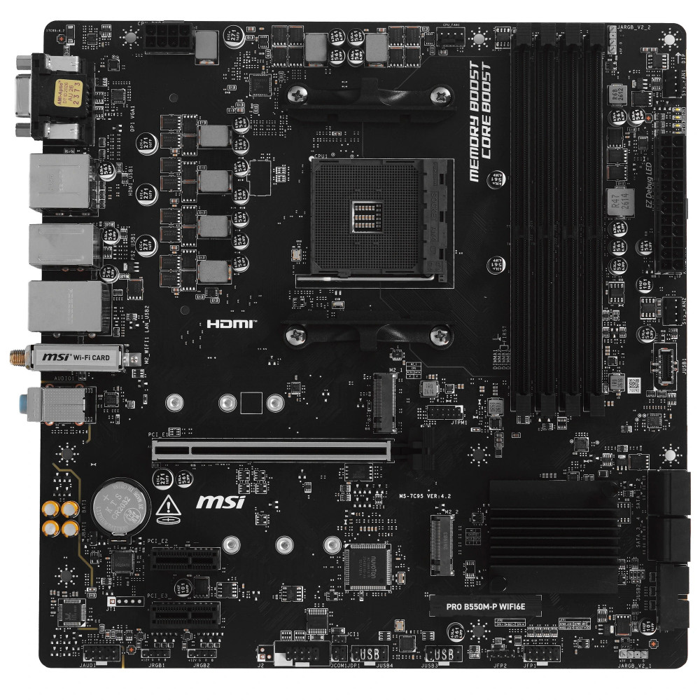 Материнская плата MSI PRO B550M-P WIFI6E Micro-ATX, AMD AM4 - миниатюра 4
