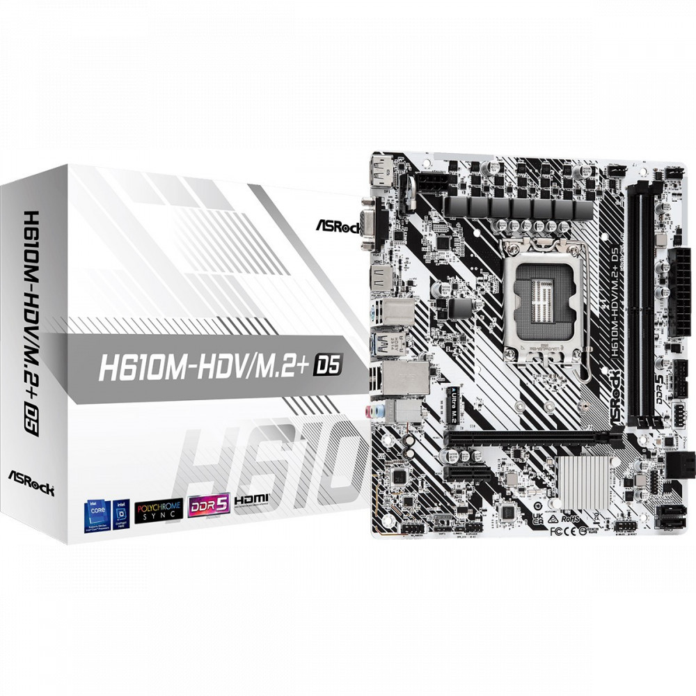 Материнская плата ASRock H610M-HDV/M.2+D5 Micro-ATX, LGA 1700 - миниатюра 10