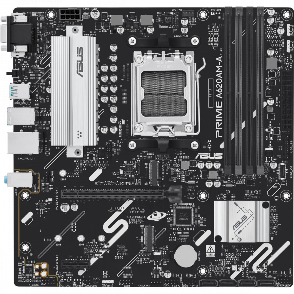 Материнская плата Asus PRIME A620AM-A-CSM Micro-ATX, AMD AM5 - миниатюра 3