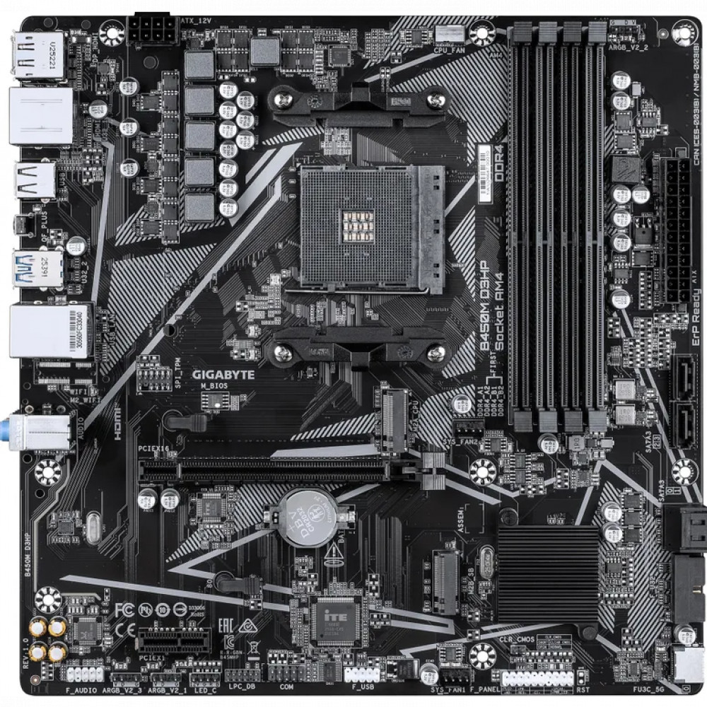 Материнская плата Gigabyte B450M D3HP Micro-ATX, AMD AM4 - миниатюра 5
