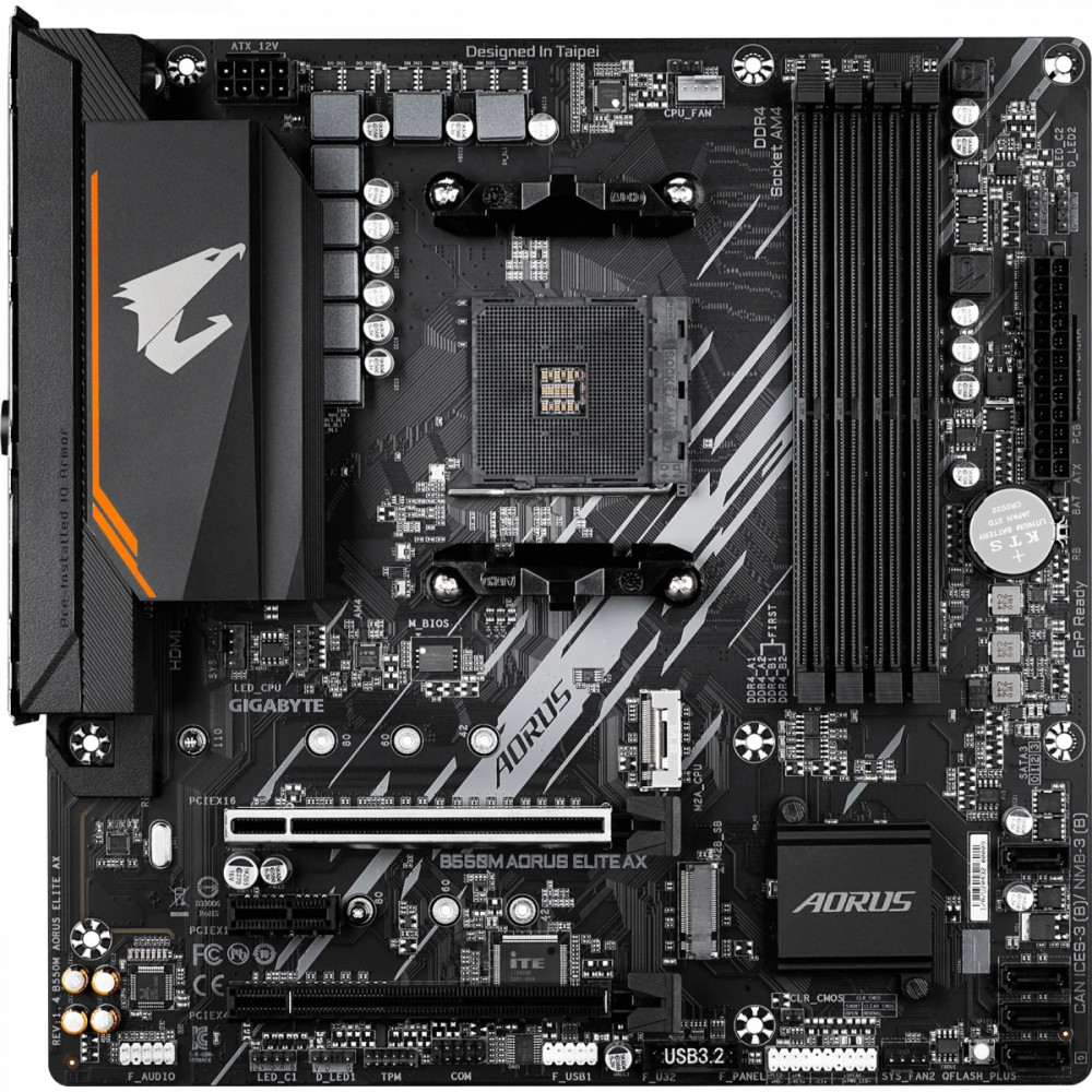 Материнская плата Gigabyte B550M Aorus Elite AX rev. 1.4 Micro-ATX, AMD AM4 - миниатюра 3