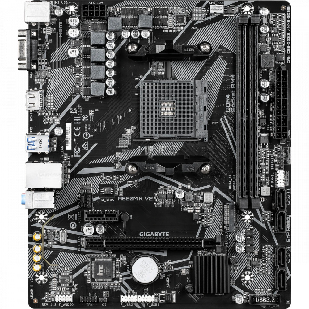 Материнская плата Gigabyte A520M K V2 rev.1.2 Micro-ATX, AMD AM4 - миниатюра 3