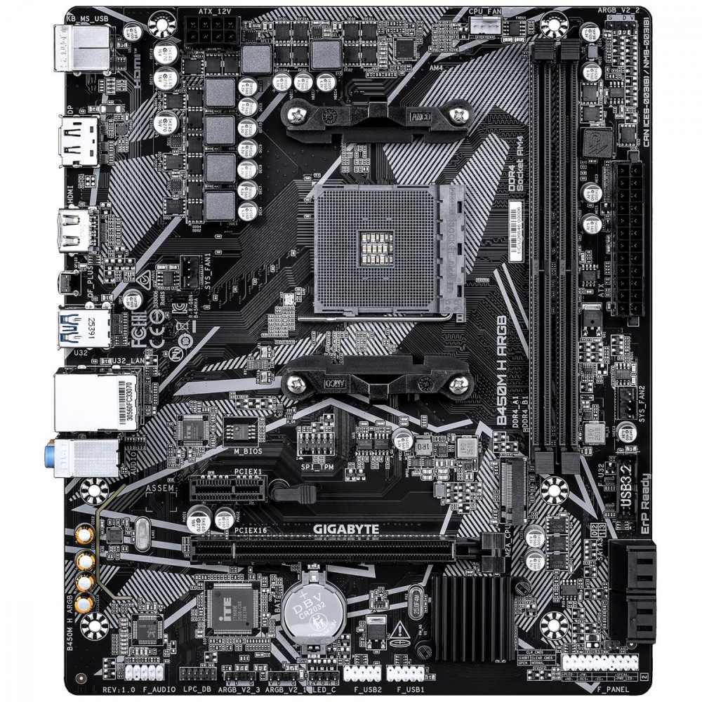 Материнская плата Gigabyte B450M H ARGB Micro-ATX, AMD AM4 - миниатюра 3
