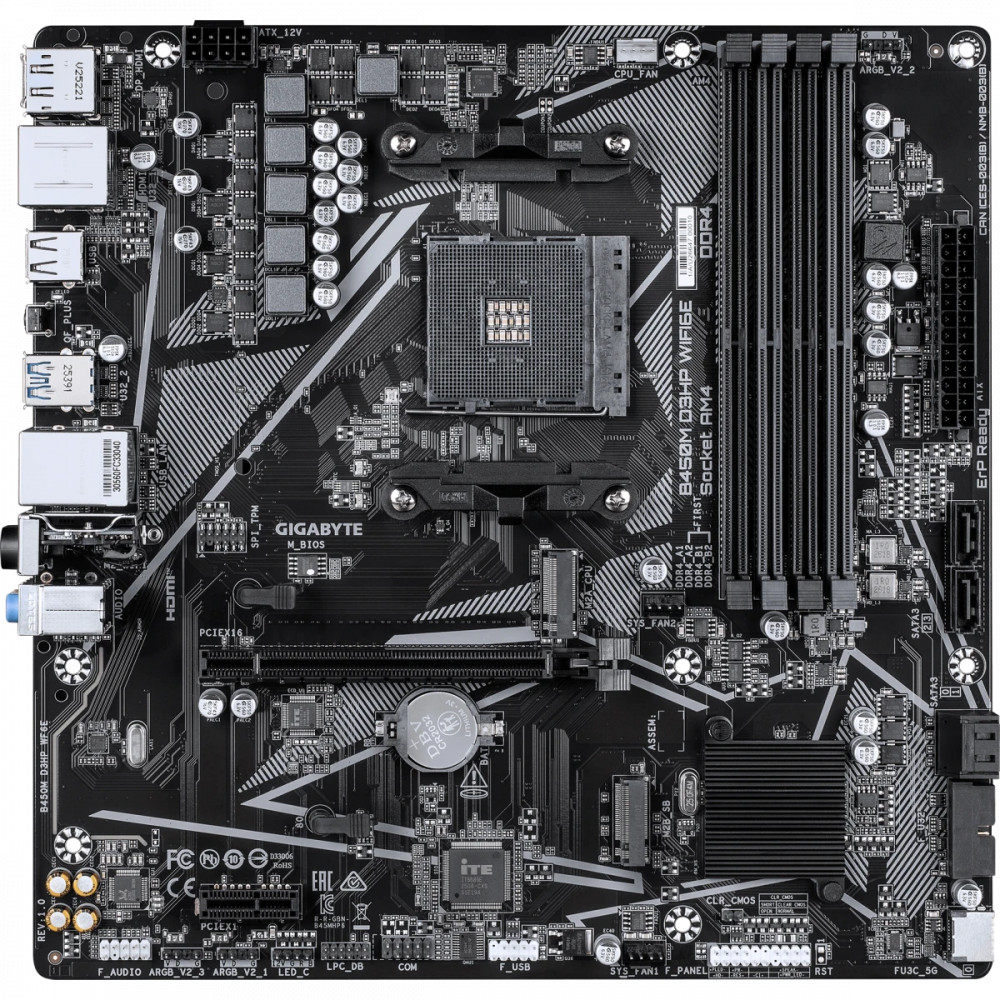 Материнская плата Gigabyte B450M D3HP WIFI6E Micro-ATX, AMD AM4 - миниатюра 3