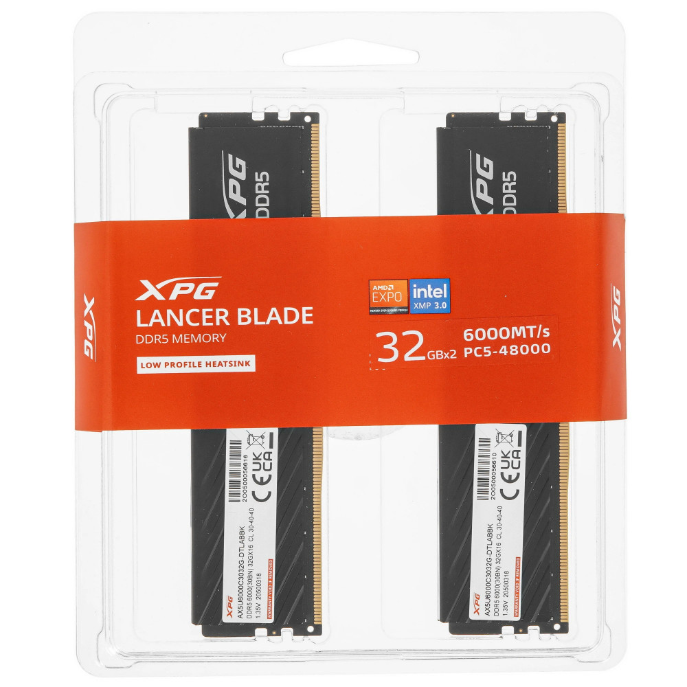 ОЗУ A-Data XPG Lancer Blade [AX5U6000C3032G-DTLABBK] DIMM, DDR5, 64 Гб (2 х 32 Гб), 6000 МГц - миниатюра 4