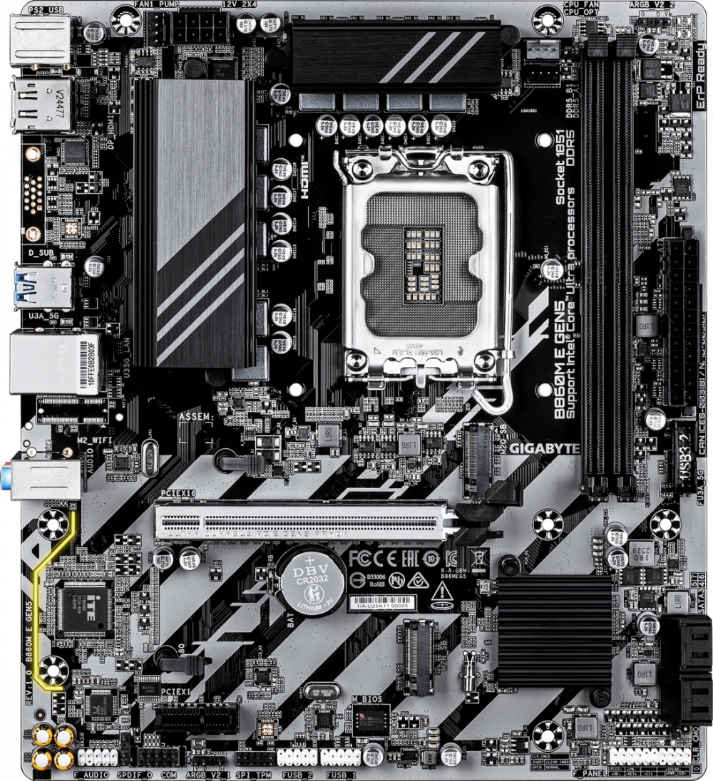 Материнская плата Gigabyte B860M E GEN5 ATX, LGA 1851 - миниатюра 3