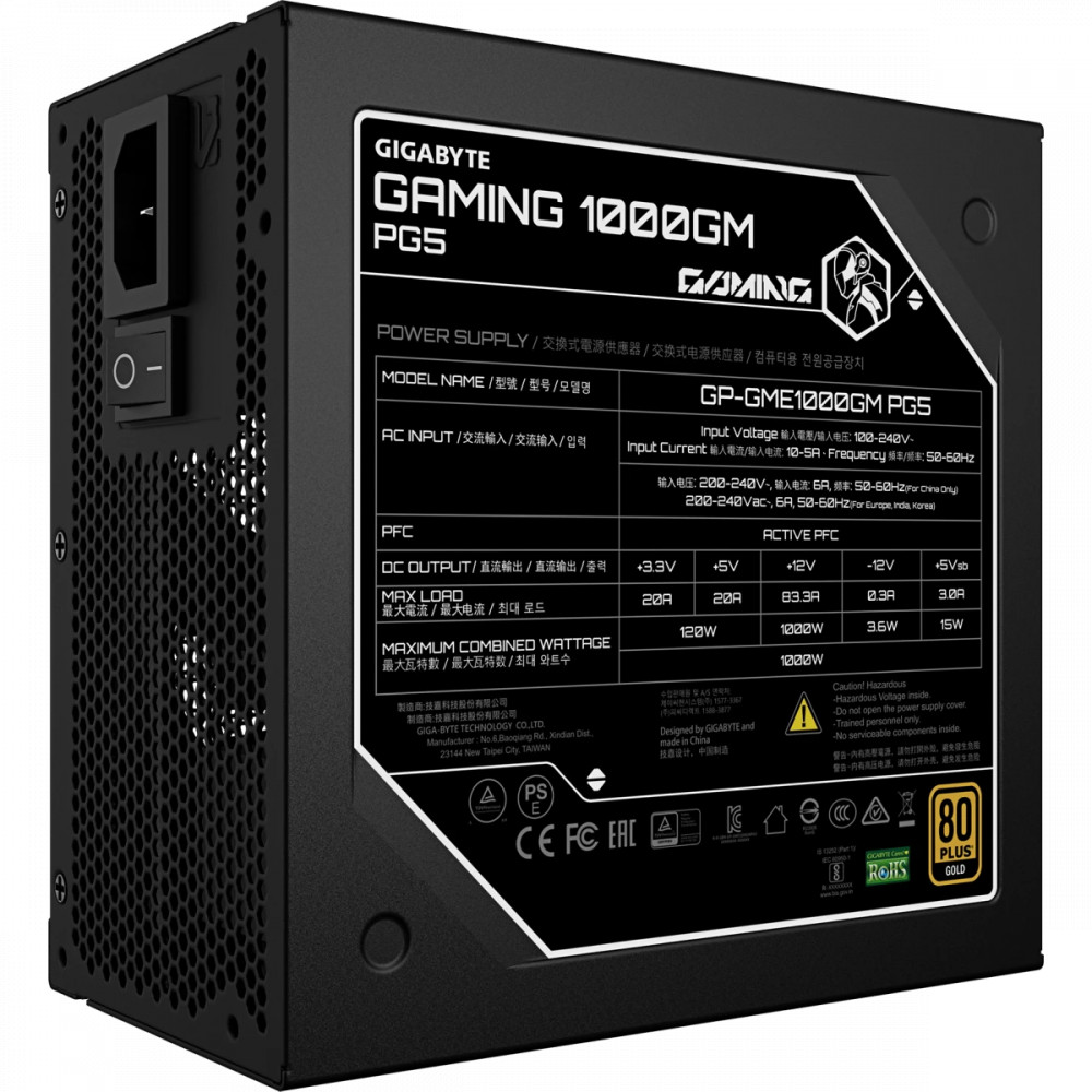 Блок питания Gigabyte GP-GME1000GM PG5/PSU 1000W 1000 Вт, 80+ Gold - миниатюра 10