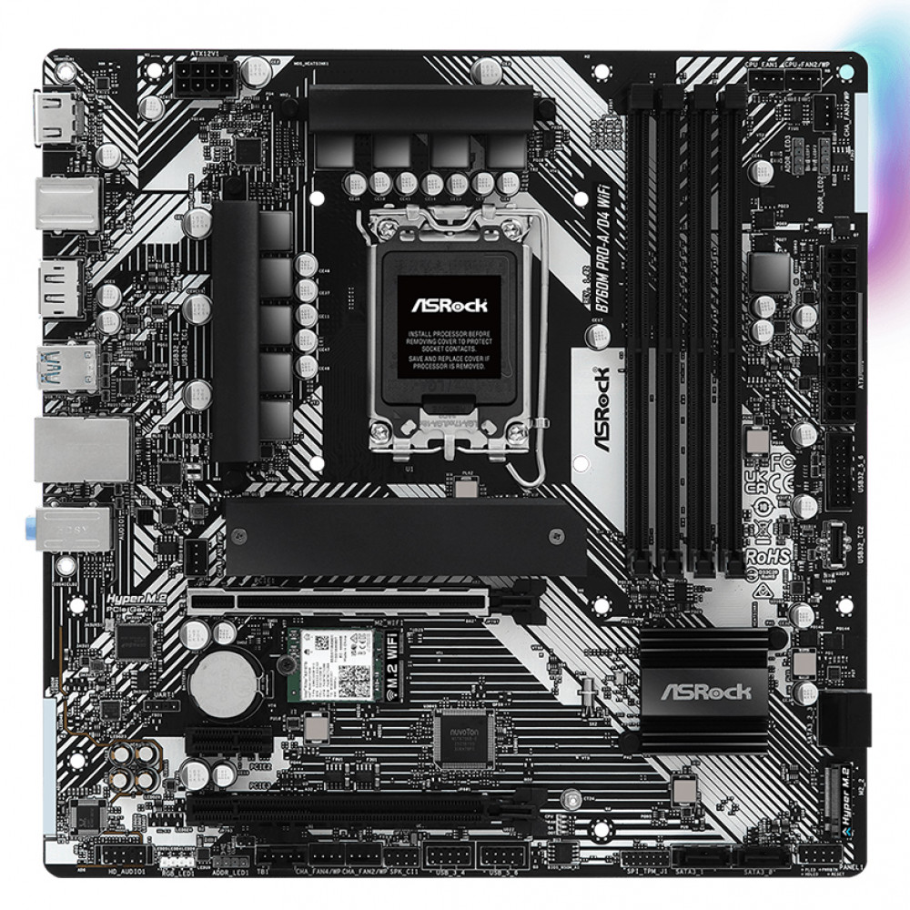 Материнская плата ASRock B760M PRO-A/D4 WIFI B760M_PRO-A/D4_WIFI Micro-ATX, LGA 1700 - миниатюра 2