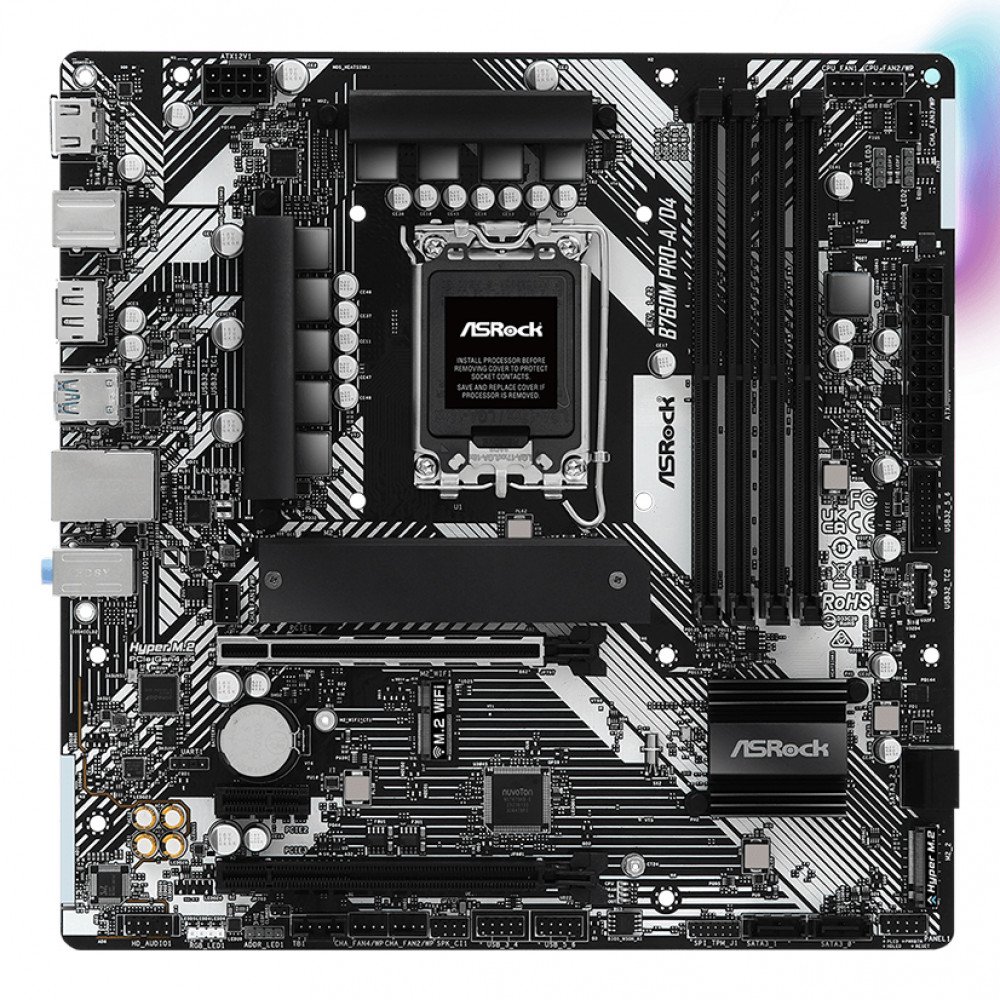 Материнская плата ASRock B760M PRO-A/D4 B760M_PRO-A/D4 Micro-ATX, LGA 1700 - миниатюра 2