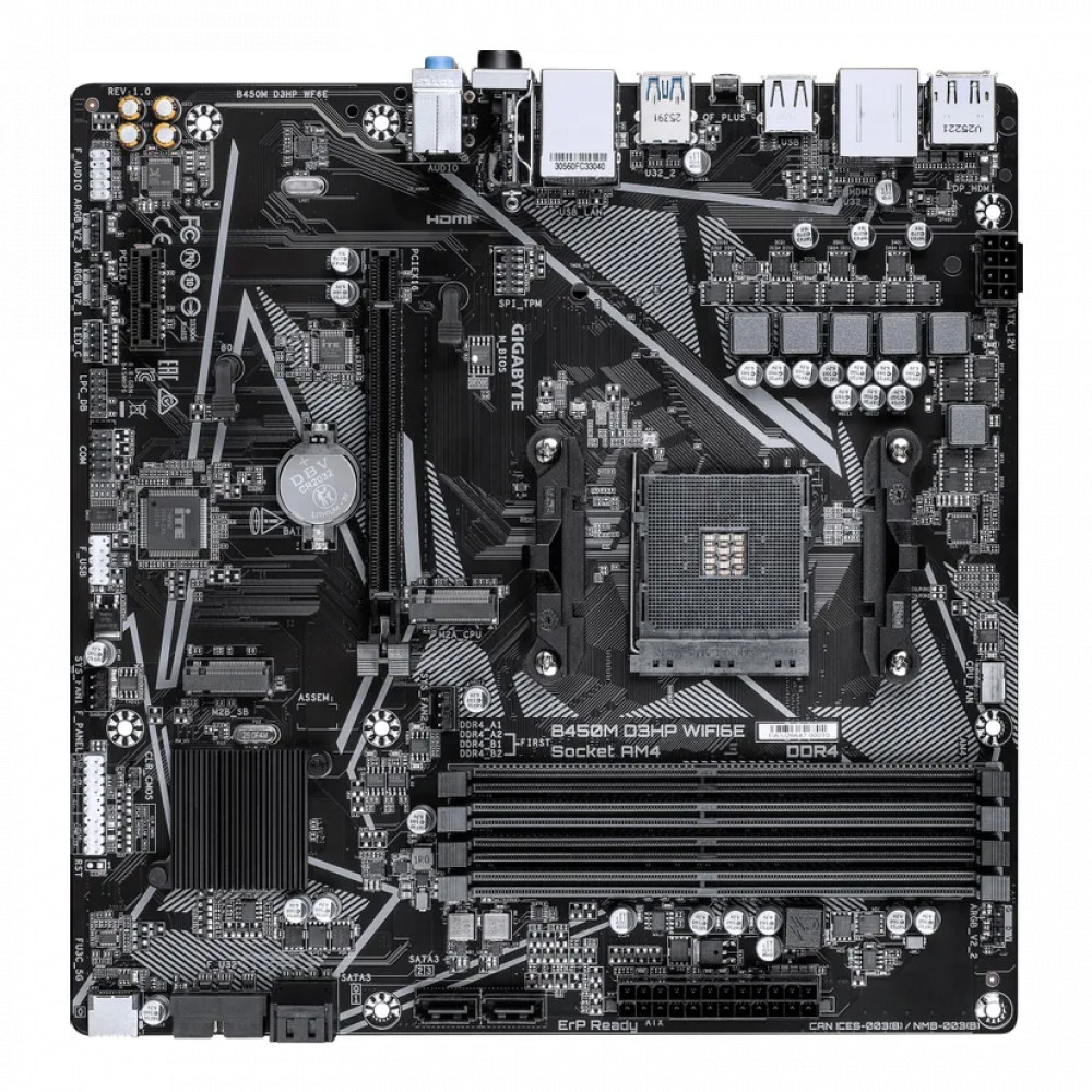 Материнская плата Gigabyte B450M D3HP WF6E Micro-ATX, AMD AM4 - миниатюра 3