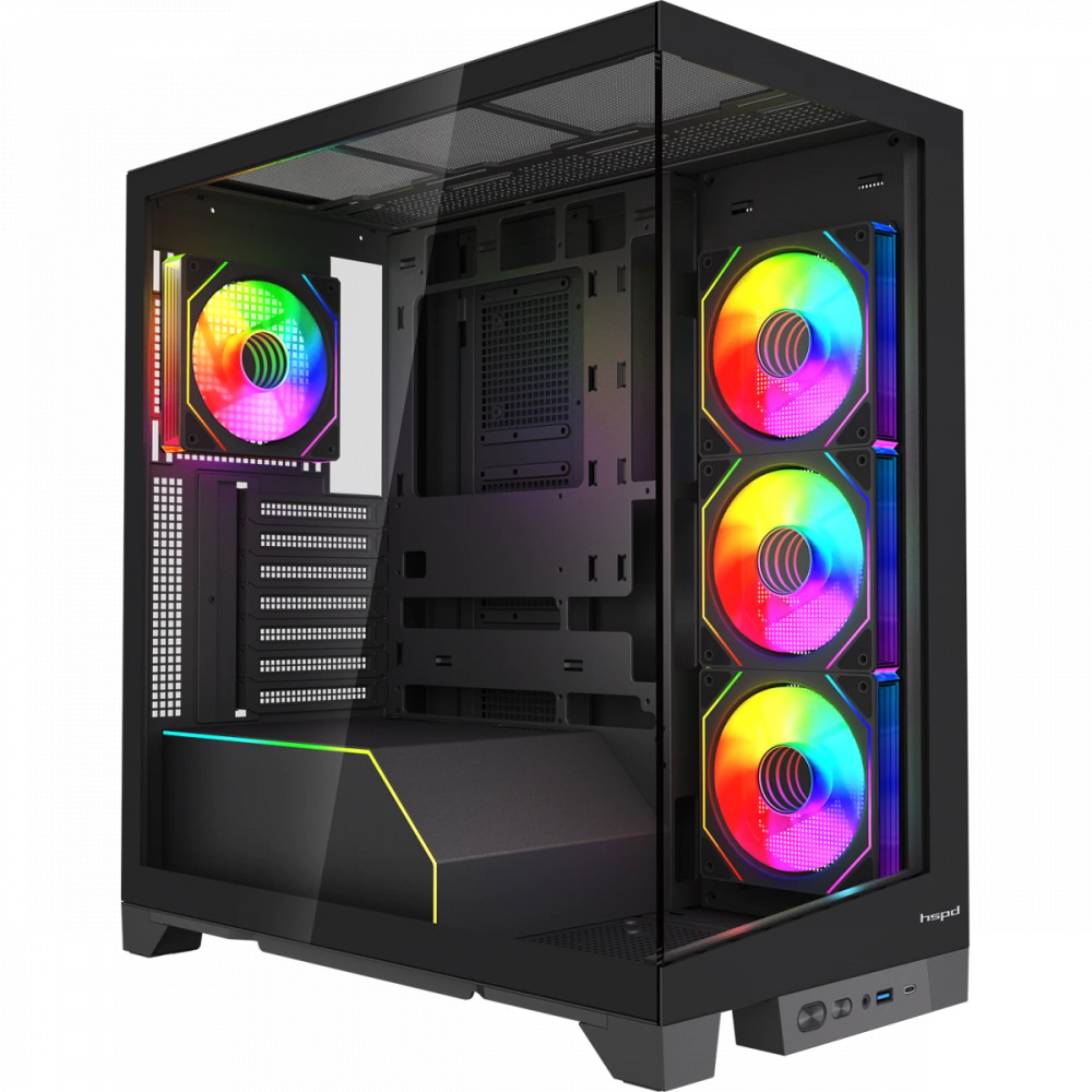 Корпус HSPD F550-TGBK-ARGB Black Mid-Tower - миниатюра 5