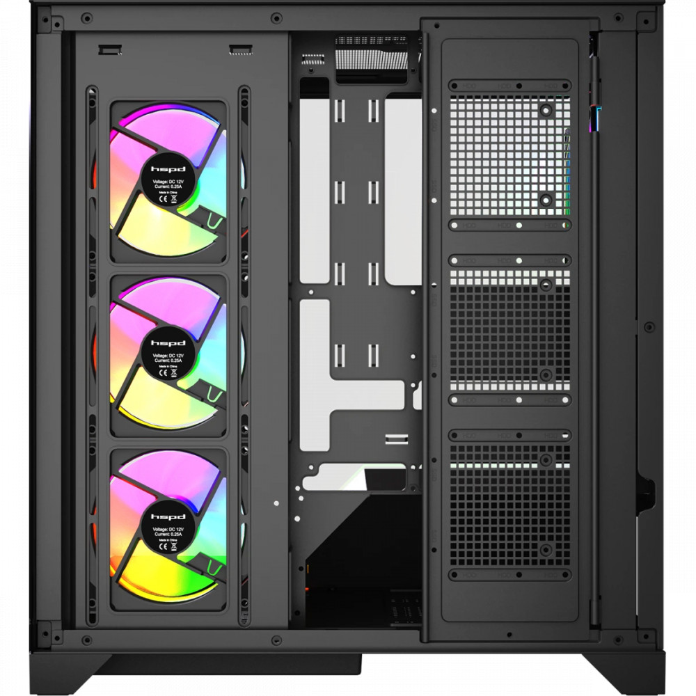 Корпус HSPD F550-TGBK-ARGB Black Mid-Tower - миниатюра 8