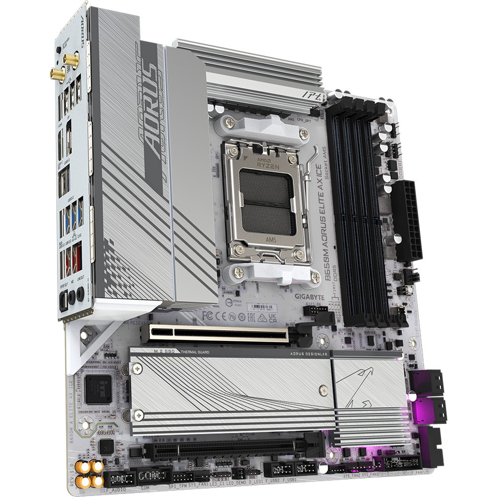 Материнская плата Gigabyte B650M AORUS ELITE AX ICE Micro-ATX, AMD AM5 - миниатюра 6