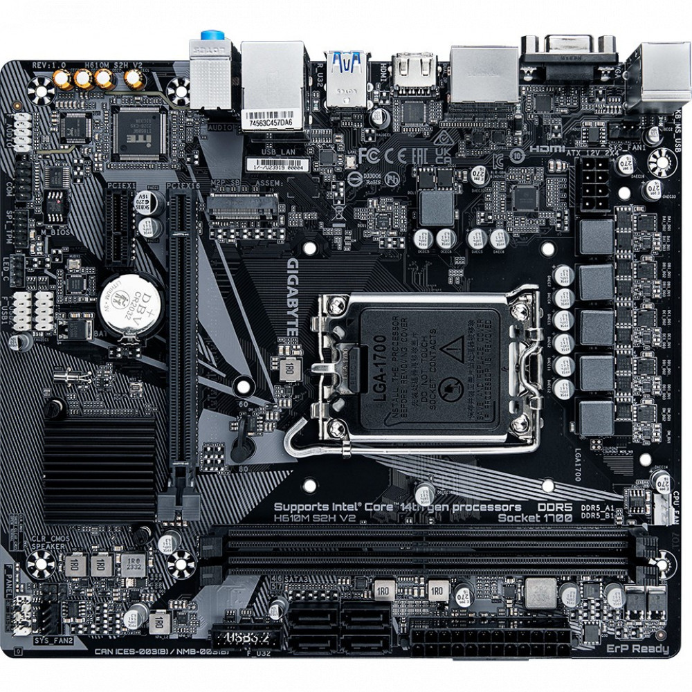 Материнская плата Gigabyte H610M S2H V2 H610M S2H V2 (REV1.0) Micro-ATX, LGA 1700 - миниатюра 8