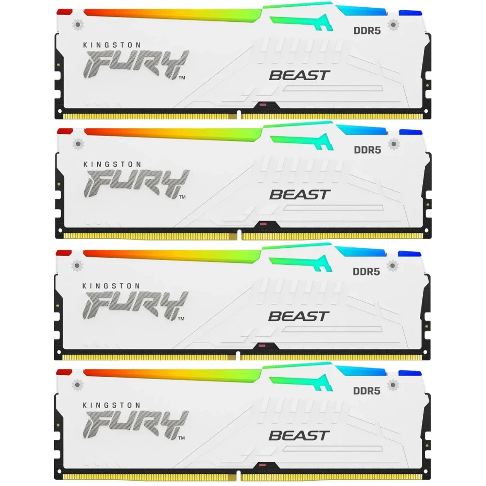 ОЗУ Kingston FURY Beast White RGB XMP KF552C40BWAK4-64 DIMM, DDR5, 64 Гб (4 х 16 Гб), 5200 МГц - миниатюра 2