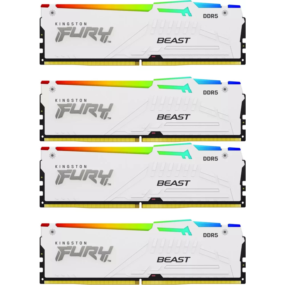 ОЗУ Kingston FURY Beast White RGB XMP 4x32Gb KF552C40BWAK4-128 DIMM, DDR5, 128 Гб (4 х 32 Гб), 5200 МГц - миниатюра 2