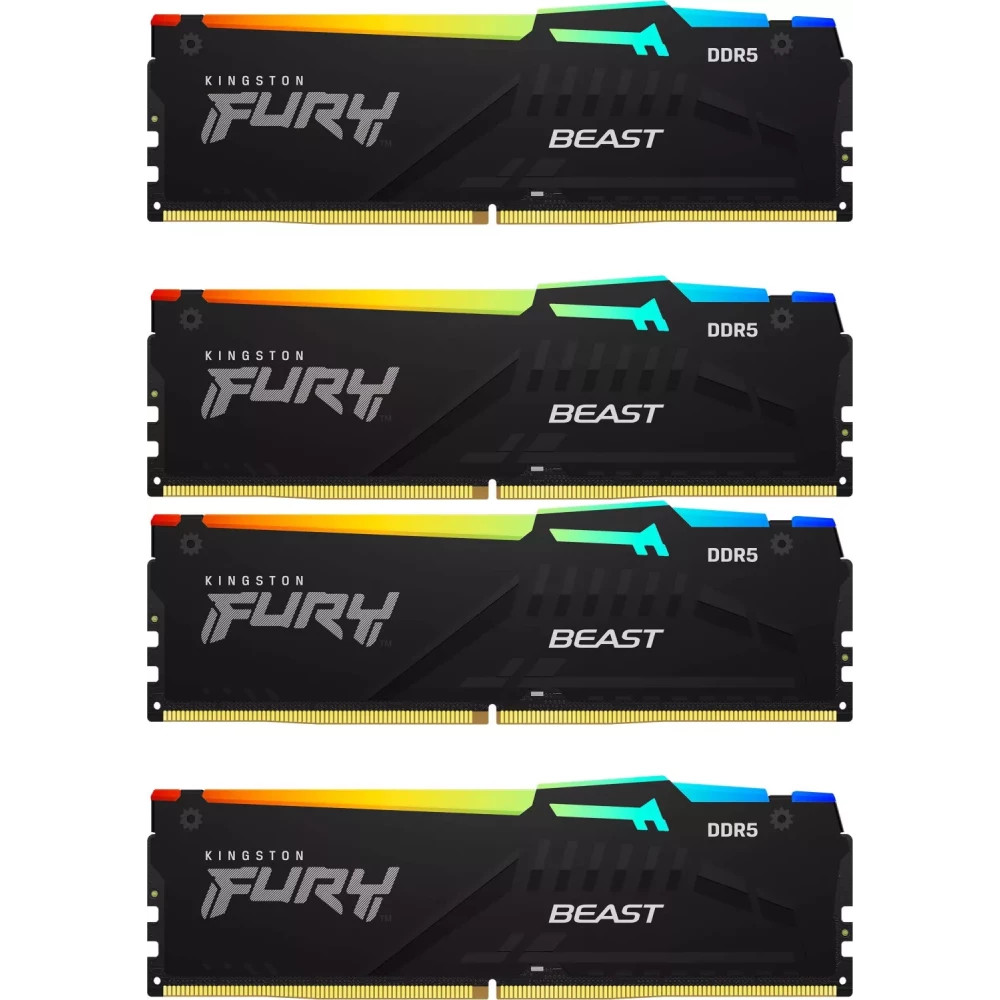 ОЗУ Kingston FURY Beast RGB XMP 128GB KF552C40BBAK4-128 DIMM, DDR5, 128 Гб (4 х 32 Гб), 5200 МГц - миниатюра 2