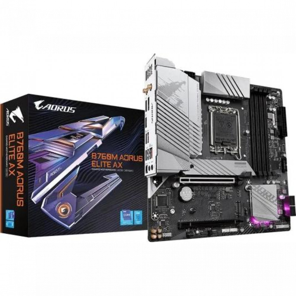 Материнская плата Gigabyte B760M AORUS ELITE AX B760M AORUS ELITE AX 1.3 Micro-ATX, LGA 1700 - миниатюра 4