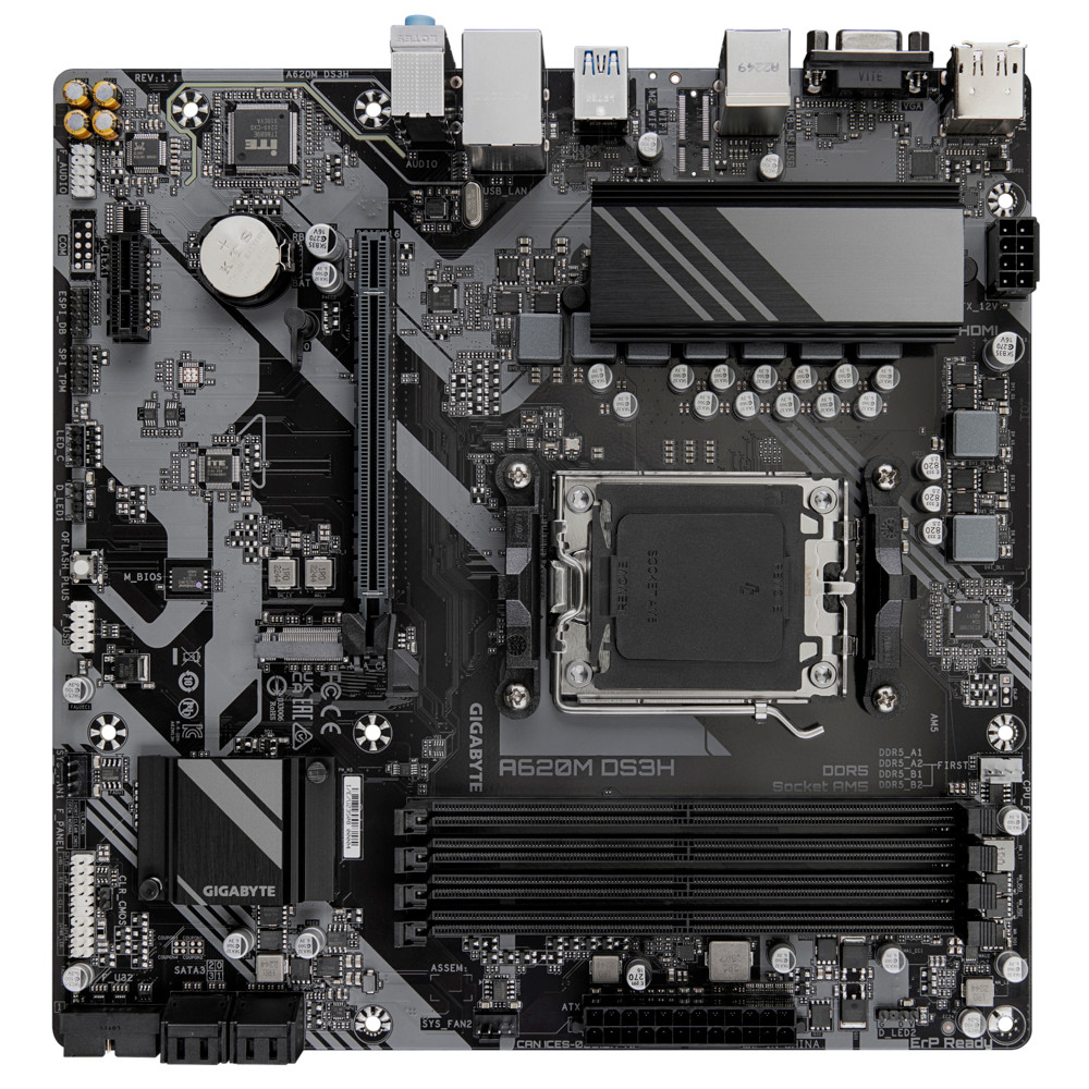Материнская плата Gigabyte AMD A620 SAM5 MATX A620M DS3H 1.1 Micro-ATX, AMD AM5 - миниатюра 7