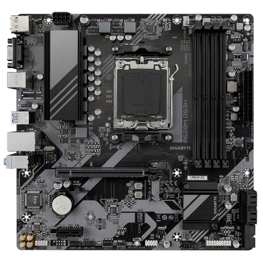 Материнская плата Gigabyte AMD A620 SAM5 MATX A620M DS3H 1.1 Micro-ATX, AMD AM5