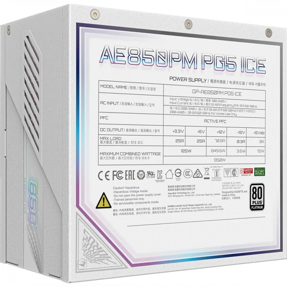 Блок питания Gigabyte AORUS ELITE P850W GP-AE850PM PG5 ICE 850 Вт - миниатюра 9