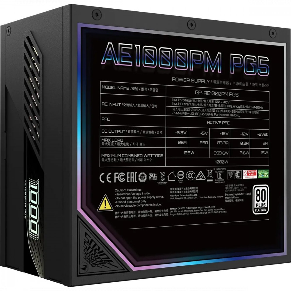 Блок питания Gigabyte GP-AE1000PM PG5 1000 Вт, 80+ Platinum - миниатюра 9
