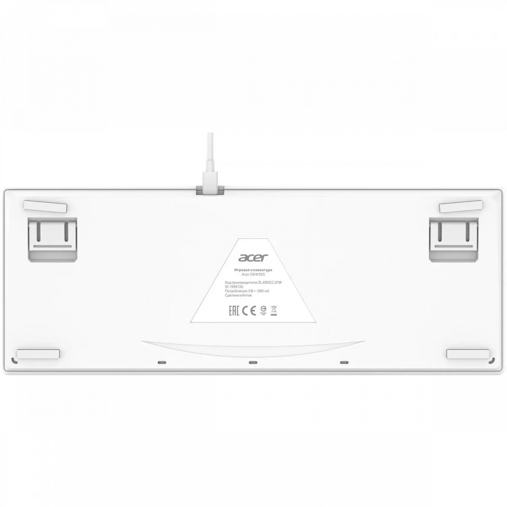 Клавиатура Acer OKW305 механическая (белый) USB for gamer LED (ZL.KBDCC.01W) Проводная, USB - миниатюра 4