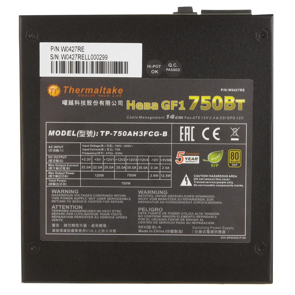 Блок питания Thermaltake Нева GF1 W0427RE GF1 750 Вт - миниатюра 10