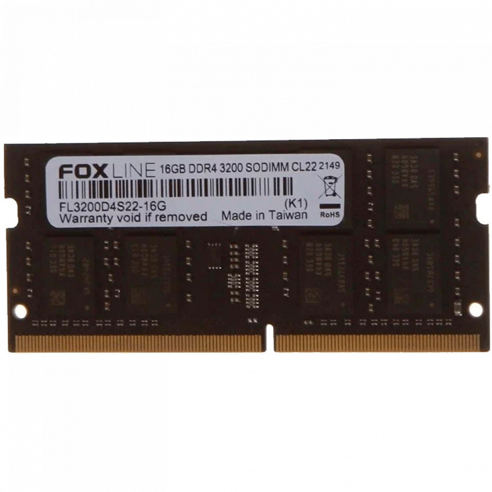 ОЗУ Foxline SODIMM 16GB 3200 DDR4 FL3200D4S22S-16G SO-DIMM, DDR4, 16 Гб, 3200 МГц - миниатюра 2