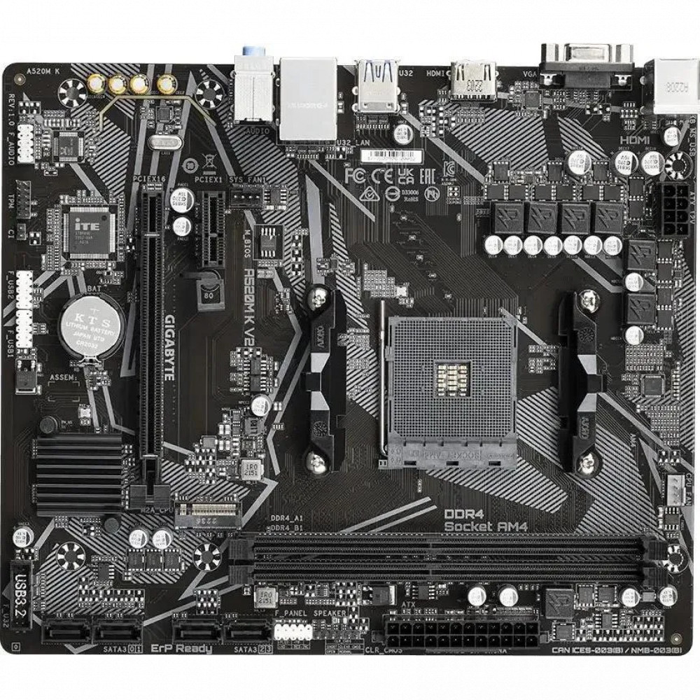 Материнская плата Gigabyte A520M K V2 A520M K V2 DDR4 1.1 Mini-ATX, AMD AM4 - миниатюра 7