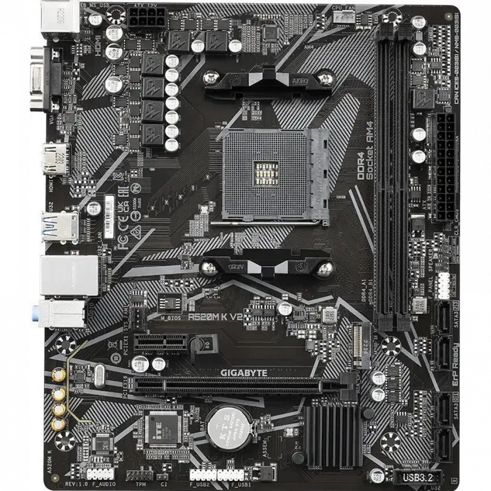Материнская плата Gigabyte A520M K V2 A520M K V2 DDR4 1.1 Mini-ATX, AMD AM4 - миниатюра 8